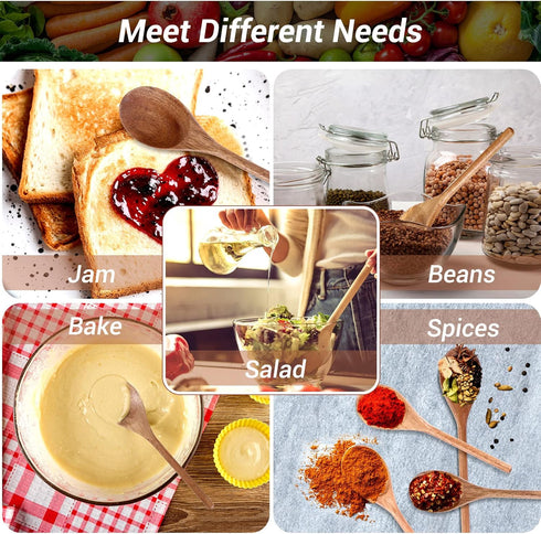 4 Pieces Acacia Wooden Spoon 8, 10, 12, 14 Inch Mixing Wooden Utensils Cooking Spoon for Kitchen Mixing Salad Tasting Baking Stirring Serving Food...