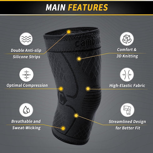 CAMBIVO 2 Pack Knee Brace, Knee Compression Sleeve for Men and Women, Knee Support for Running, Workout, Gym, Hiking, Sports (Slate Blue,Large)...