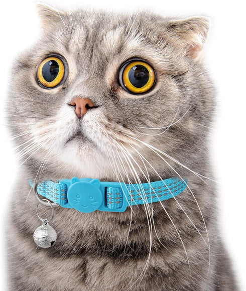 Upgraded Version 6 Pack Reflective Cat Collars with Bell,Breakaway Safety Kitten Collar,Adjustable 7''-12'',for Girl Boy Cats,Pet Supplies,Stuff,A...