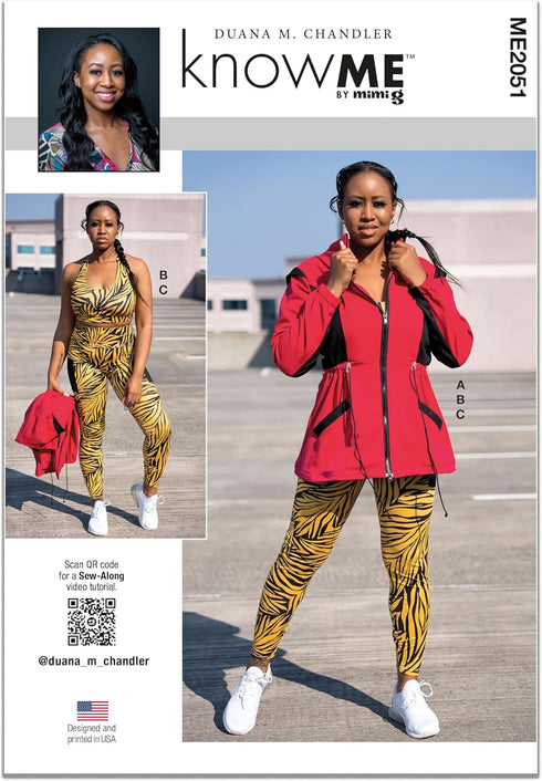 Know Me Misses' Windbreaker Jacket, Bra Top, and Leggings Sewing Pattern Packet, Sizes 18-20-22-24-26, Multicolor...