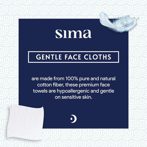 Sima Disposable Face Towels for Drying - 100% Cotton Face Wipes 50 Pack - Biodegradable Makeup remover for sensitive Skin, Gentle Clean facial clo...