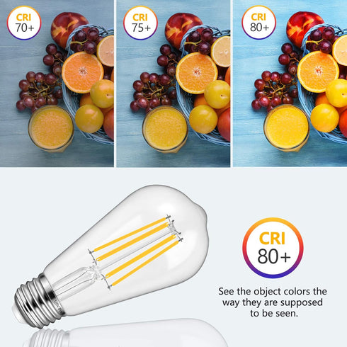 6-Pack 8W Dimmable Edison LED Light Bulbs 100W Equivalent, Vintage ST64/ST21 LED Filament Bulbs with 1000LM, 3000K Soft Warm White Lighting, E26 M...