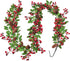DearHouse 6FT Red Berry Christmas Garland with Pine Cone Garland Artificail Garland Indoor Outdoor Garden Gate Home Decoration for Holiday Winter ...
