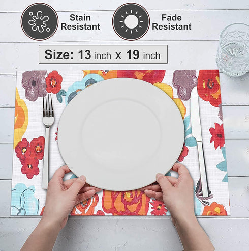 Ruvanti Placemats 100% Cotton 13x19 Inch, Dining Table Placemats Set of 6, Modern Place Mats for Dining Table Decor, Kitchen & Table Linens, Coffe...