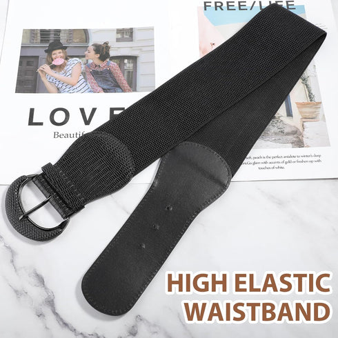 Women Wide Elastic Belt, Adjustable Stretch Waist Belt Vintage Chunky Waistband Stretchy Cinch Belt for Dress Jean...