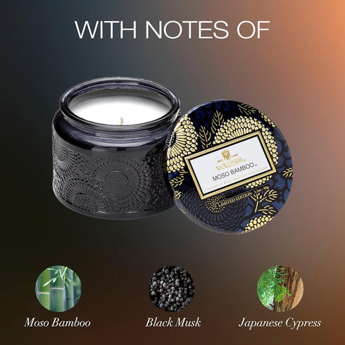 Voluspa Moso Bamboo, Petite Candle Jar, 3.2 Ounce, 25 Hour Burn Time, Coconut Wax for Clean Burning, Handcrafted in The USA...