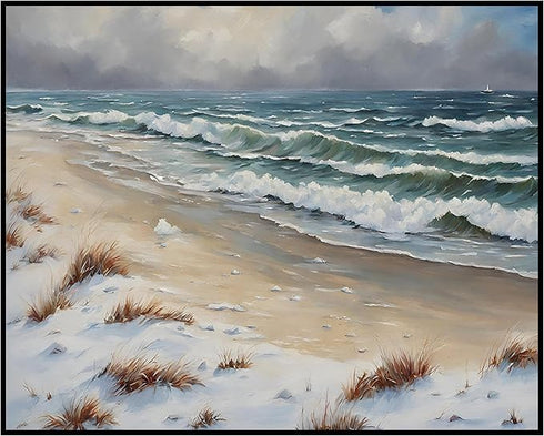 Posterizer 1 pcs-snowy winter nature scene in oil painting style-4-Landscape & Nature Art-GIft for Men Women Teens-Living Room Bedroom Decor- unfr...