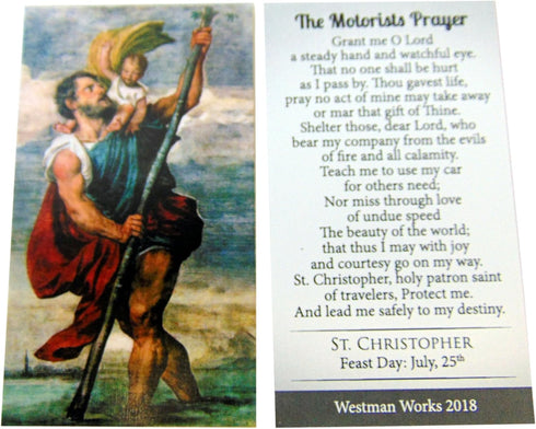Westman Works St Christopher Metal Keychain Travel Saint Key Ring with Holy Card Set...