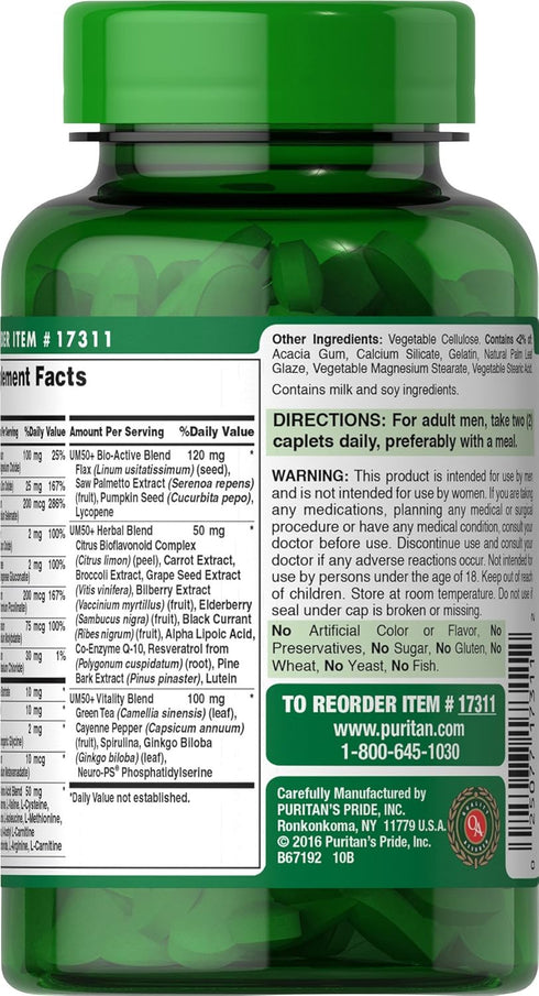 Puritan's Pride High Potency Ultra Man 50 Plus Coated Caplets, 60 Count...
