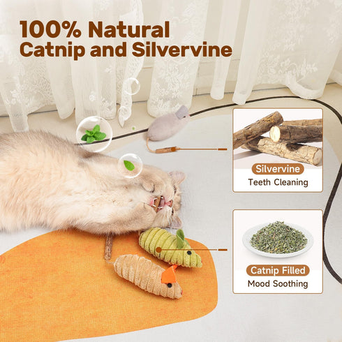 Potaroma Cat Toys 3Pcs Squeak Mice, Interactive Catnip Silvervine Animals Toys for Indoor Kittens, Dental Matatabi Cat Nip Chirping Toy, Cat Chew ...