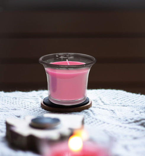 HYOOLA Clear Cup Scented Votive Candles - Wild Cherry - 12 Hour Burn Time - 4 Pack - European Made...