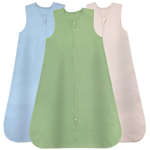 Baby Wearable Blanket, Breathable Cotton Sleep Sacks for 6-12 Months, 3 Pack Sleeping Bag Sack, Medium Size, 2-Way Zipper, 0.5 Tog...