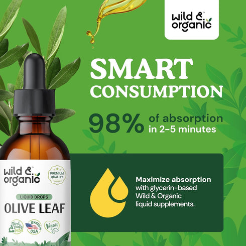 Olive Leaf Extract Liquid - Antioxidants Supplement w/Organic Olive Leaf - Olive Leaf Liquid Extract for Immune Support - Vegan Olive Leaf Supplem...