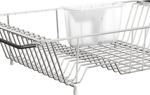 SIMPLE HOUSEWARE Large Over Sink Counter Top Stainless Steel Dish Drainer Drying Rack with Utensil Holder, Chrome...