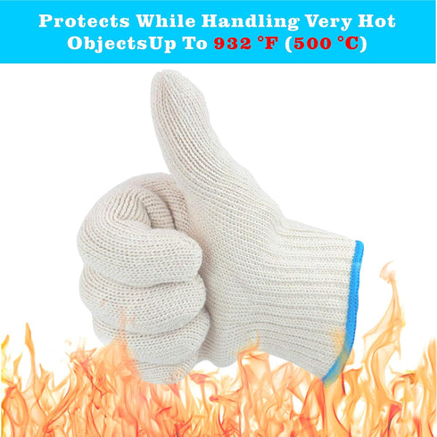 Heat Resistant Gloves - EN407 Certified 932°F Oven Gloves, Cut-Resistant Grill Gloves, Cooking Gloves for BBQ, Grilling, Baking, Cutting, Welding,...