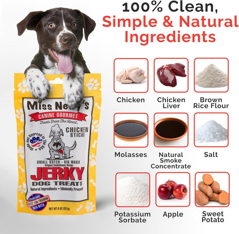 Miss Nelly's - Chicken Jerky Dog Treats - Soft Sticks - USA Made and Sourced - Original Smoke House Recipe - Small Batch Chicken Jerky for Dogs - ...