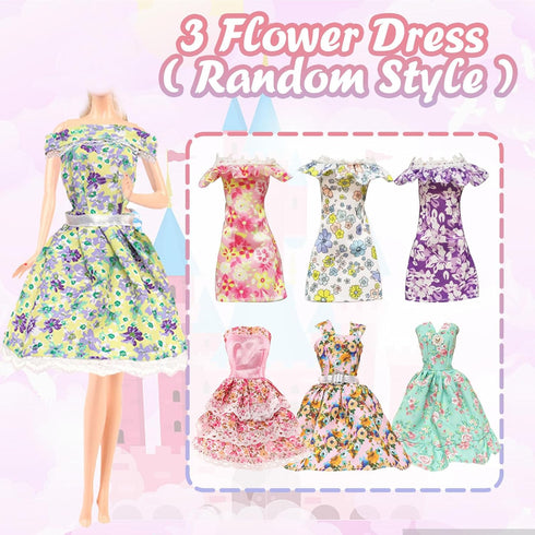 25 PCS Doll Clothes for 11.5 inch Girl Doll Including 3 Flower Dress 2 Seqien Dress 3 Casual Wear 2 Fashion Dress 2 Swimwear 10 Pair of Shoes Birt...