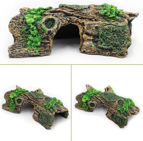 Hermit Crab Climbing Toy, Aquarium Betta Fish Hideout Caves, Resin Hollow Tree Trunk Ornament, Tank or Aquarium Decorations, Climbing and Hide Toy...
