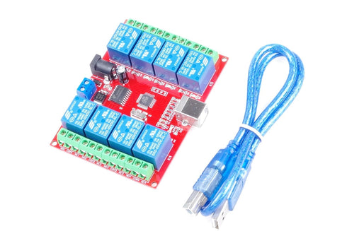 24V 8-Channel 10A PC USB Control Switch Relay Module Free Drive Programmable Computer Control Computer USB Control Switch Driver PC Intelligent Co...