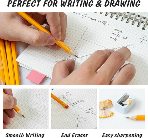 50 Pack #2 HB Pencils Bulk Yellow Sharpened Pencils with Erasers for Kids, 2 Pre-sharpened pencils number 2 pencils for classroom office Supplies,...
