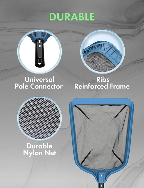 KEMANO Professional Low-drag Fast Cleaning Pool Leaf Skimmer Net, for Pools, Spa, Hot Tub, with 5.3” Depth Fine Nylon Mesh Net Bag, Debris Pickup,...