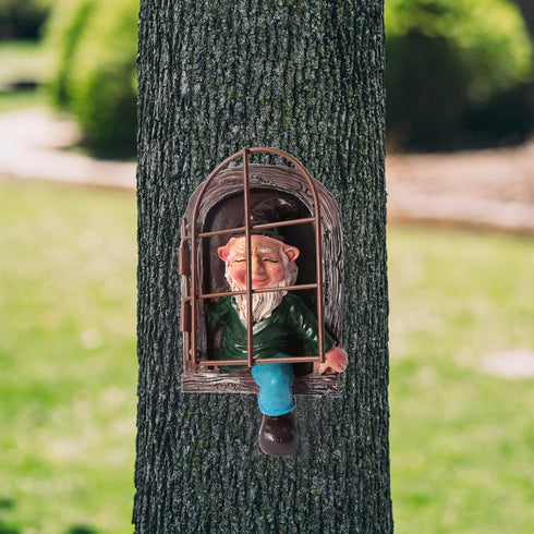 Garden Outdoor Decor, Gnome Statue Elf Out The Door Tree Hugger, Garden Lawn Decor Gnome Peeker Yard Art unimaginable Tree Sculpture Garden Decora...