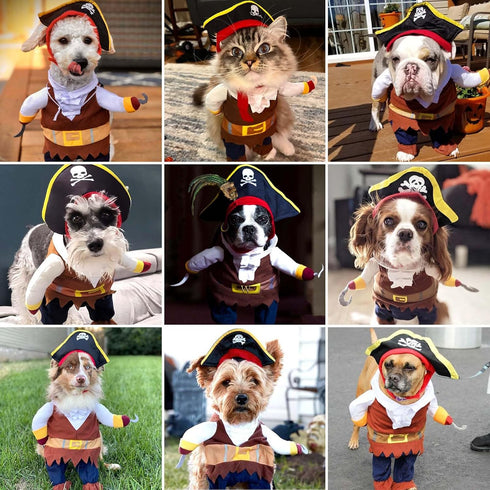 Dog Costume Pirates of The Caribbean Style, Novelty Pet Cosplay Funny Halloween Costumes Cat Pirate Clothing, Cool Dog Clothes for Small to Medium...