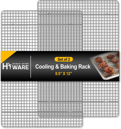 Hiware 2-Pack Cooling Racks for Baking - 8.5" x 12" - Quarter Size - Stainless Steel Wire Cookie Rack Fits Quarter Sheet Pan, Oven Safe for Cookin...