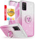 TJS Compatible with Samsung Galaxy A02S Case, with Tempered Glass Screen Protector, Metal Ring Magnetic Support Kickstand Tone Shinny Glitter Girl...