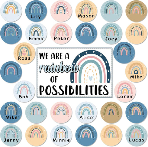 Boho Rainbow Bulletin Board Classroom Decoration Motivational Cutouts Positive Inspirational We are A Rainbow of Possibilities Blue Rainbow Bullet...