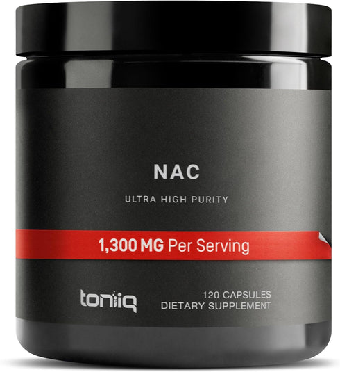 Toniiq 1300mg NAC - 2 Month Supply - Min. 98%+ Tested Purity - Ultra High Strength Bioavailable NAC Cysteine Supplement - 120 Vegetarian N Acetyl ...