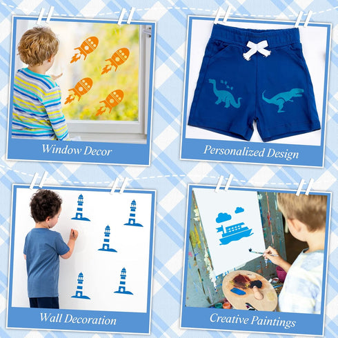 24 Pieces Stencils for Kids 8 Inches Drawing Stencils Chalk Stencils Large Washable Geometric and Garden Themed Primary Shape Template for Kids To...