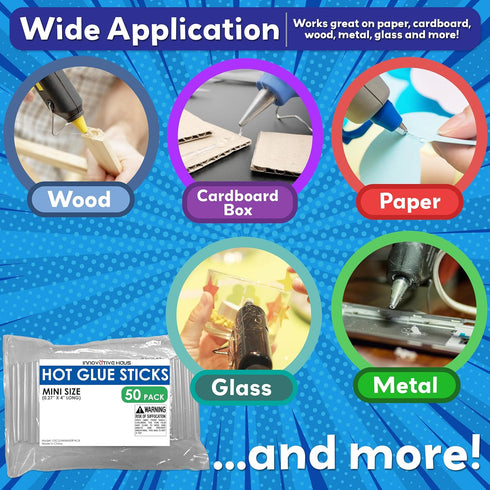 Innovative Haus Mini Hot Glue Sticks (50 Pack) - Perfect Fit for Mini Glue Guns, 4" x 0.27" - Craft, Bond, Create on Wood, Metal, Glass & More - T...