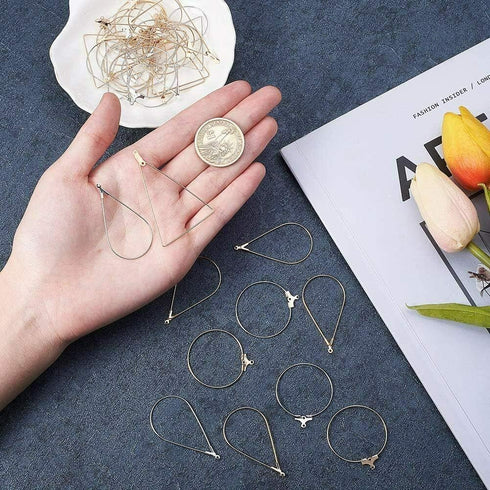 TopBine Earrings Beading Hoop Set for Jewelry Making,Earring Finding Beading Hoop Earrings Bulk for DIY Craft Earring Jewelry Making (Round/Square...