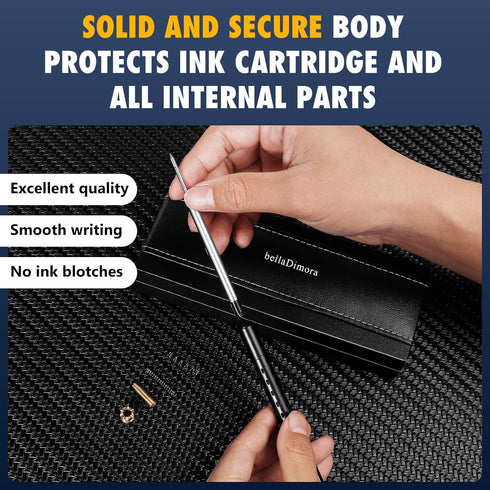 bellaDimora Premium Slim Bolt Action Pen,Professional and Lightweight Aluminum Pen for Business and School,Retractable Ink Refillable Pen,Premium ...
