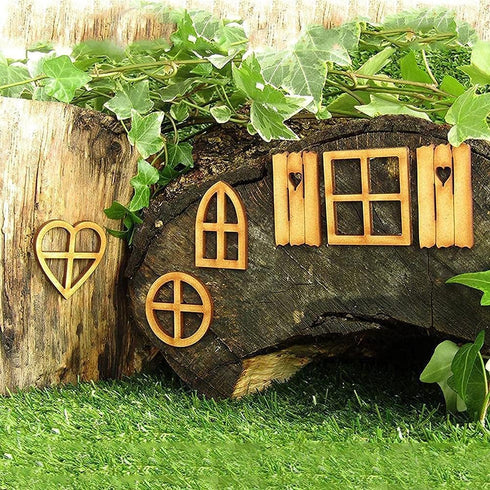 6Pcs Wooden Fairy Garden Door, Blank Door Fairy House Door and Windows Ornaments Tree Statues for Tree Trunk Yard Decoration Garden Sculptures and...