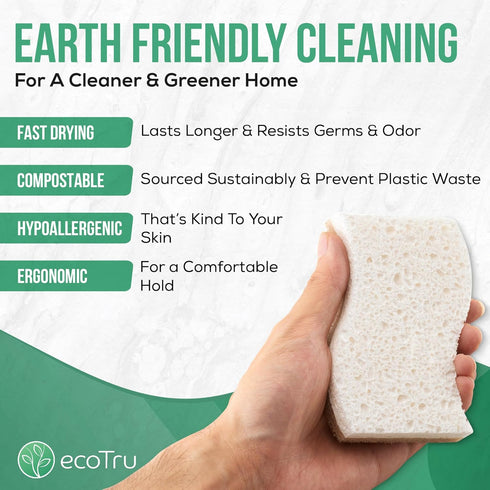 6 Pack Natural Kitchen Sponges, Compostable White Cellulose & Organic Coconut Scrubber Sponge for Washing Dishes, Kind Eco Friendly Non-Scratch & ...