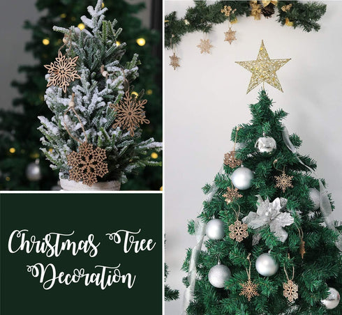 ilauke 12pcs Wooden Snowflakes Decorations 3 inch Christmas Ornaments Wood Hanging Ornament Rustic Farmhouse Christmas Craft Supplies...