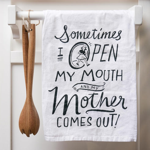 Primitives by Kathy LOL Made You Smile Dish Towel, 28" x 28", Open My Mouth...