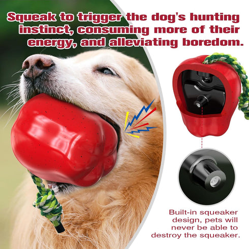 Dog Chew Toys for Aggressive-Chewers - Indestructible Dog Toy for Aggressive Chewer?Tough Chew Toys for Dogs (Rubber Red Apple)...