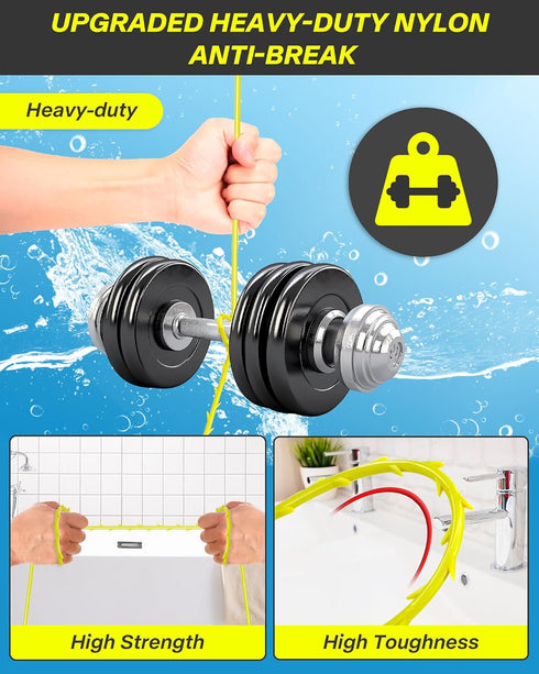Drain Clog Remover Tool, 30 Inch Sink Snake Hair Clog Remover with Rotating Handle and 7 Wand Spares, Anti-Break Nylon Drain Hair Remover Plumbing...