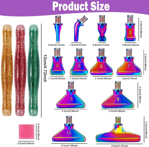 DoreenBow 21Pcs Diamond Art Painting Pens Glitter Christmas Diamond Art Painting Tools Stainless Screw Thread Tips Multi Placer Tips Ergonomic Dia...