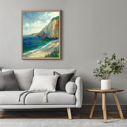 Posterizer 1 pcs-coastal scene-sea and boats-retro painting style 2-Coastal & Nautical Art-Gift for Street Art, Mural Fans -Decor for Home & Offic...