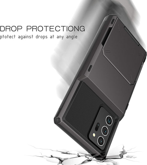 Asuwish Phone Case for Samsung Galaxy Note 20 5G with Tempered Glass Screen Protector and Credit Card Holder Slot Hybrid Protective Cell Rugged Co...