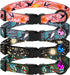 4PCS Breakaway Cat Collars with Bell, Cute Kitty Adjustable Safe Kitten Collars, 4-Pack, Nylon Pet Collars Space Mushrooms Shark Birds Print (Natu...