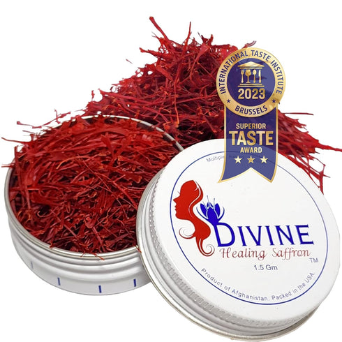 Divine Healing Saffron, Awarded Saffron Threads High Negin Premium grade Saffron Spice Paella, Risotto, Tea's, all Culinary Uses (1.5 Grams)...