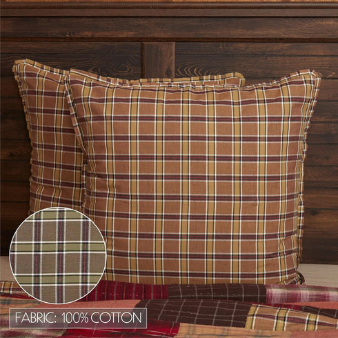 VHC Brands Wyatt Bedding Accessory, Euro Sham 26x26, Plaid Tan...