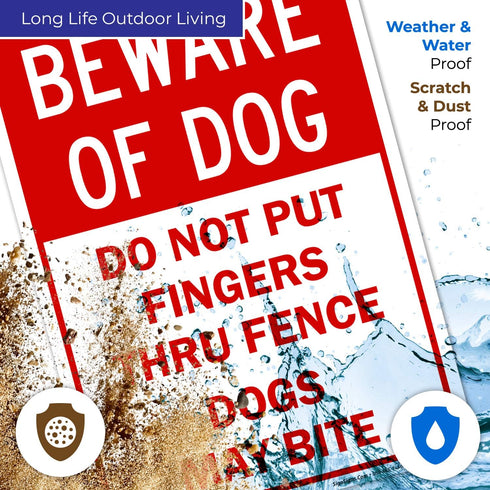 Beware of Dog Do Not Put Fingers Thru Fence Sign, 10x14 Inches, Rust Free .040 Aluminum, Fade Resistant, Made in USA by Sigo Signs...