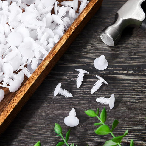 Taiyin 1" Vapor Barrier Christmas Tree Clips Plastic Nylon Rivet Clips White Furniture Assembly Shelves Retainer for Crawlspace Barrier Poly Liner...