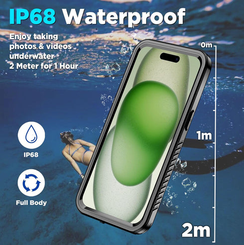 for iPhone 15 Plus Case Waterproof Magnetic with Built-in Screen Protector,Compatible with MagSafe Shockproof Dustproof Heavy Duty Full Body Prote...